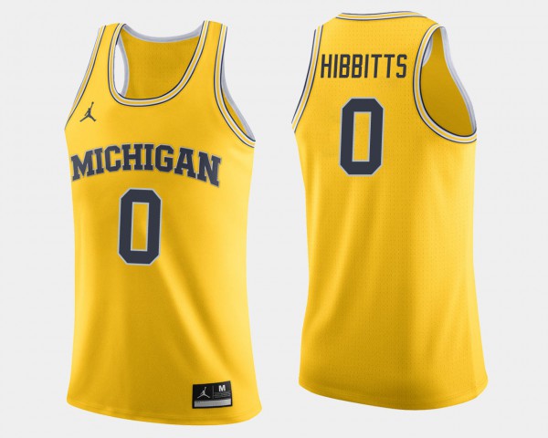 Michigan #0 For Men Brent Hibbitts Jersey Maize NCAA College Basketball